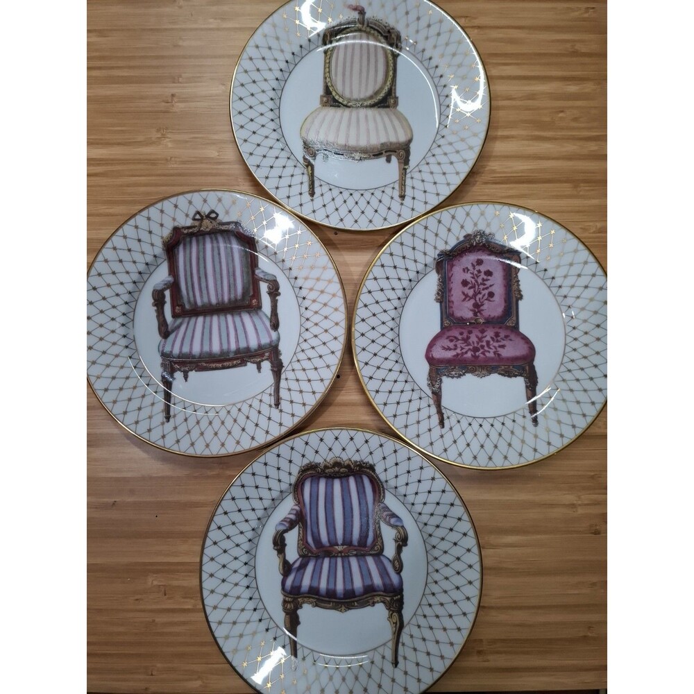 Set of 4 Fitz & Floyd Chaise China Chair Plates I II III IV Porcelain Japan